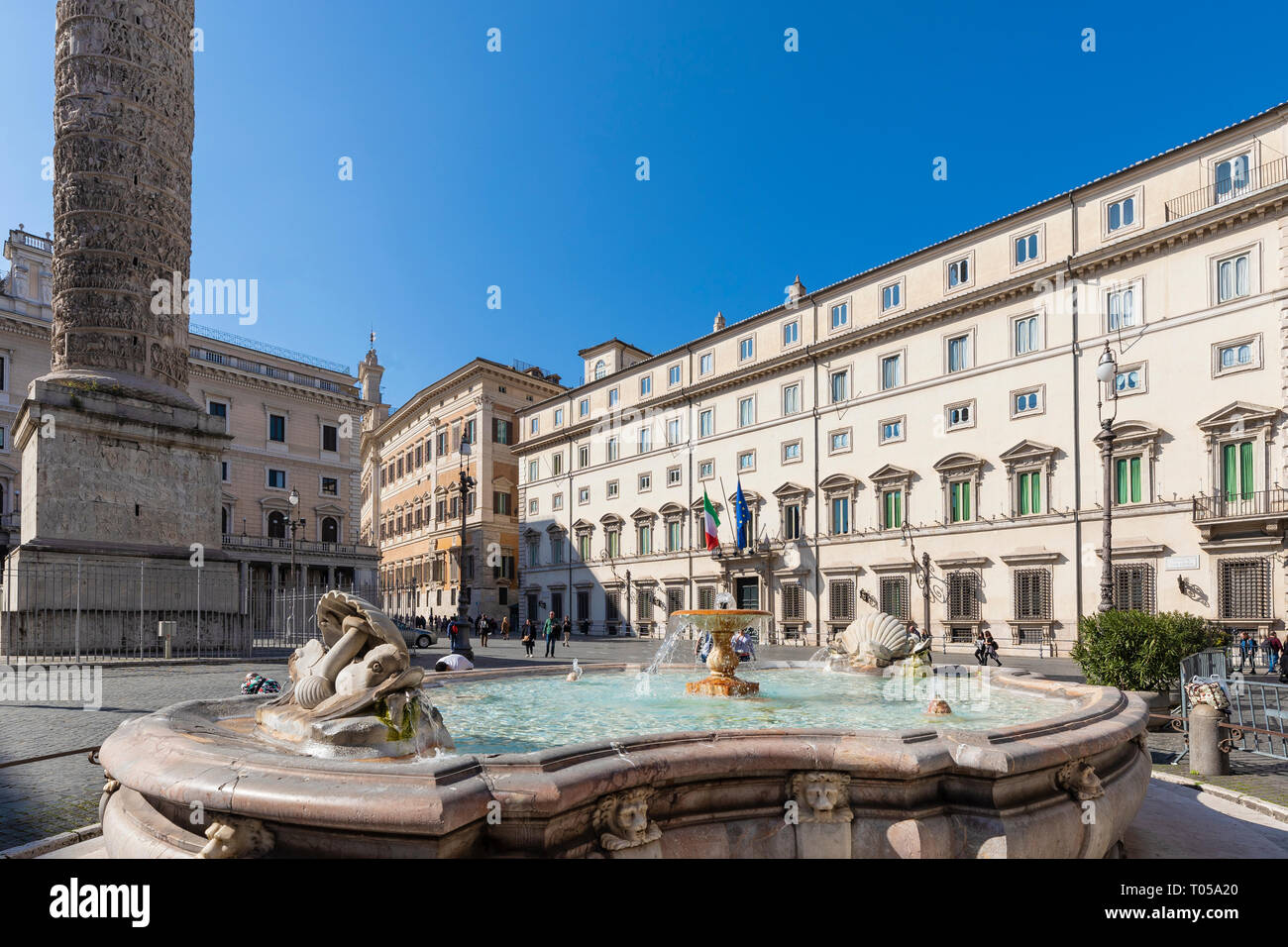 Rome, Italy - March 03, 2019: view of Palazzo Chigi, headquarters of the Government of the Italian Republic and residence of the president of the Coun Stock Photo