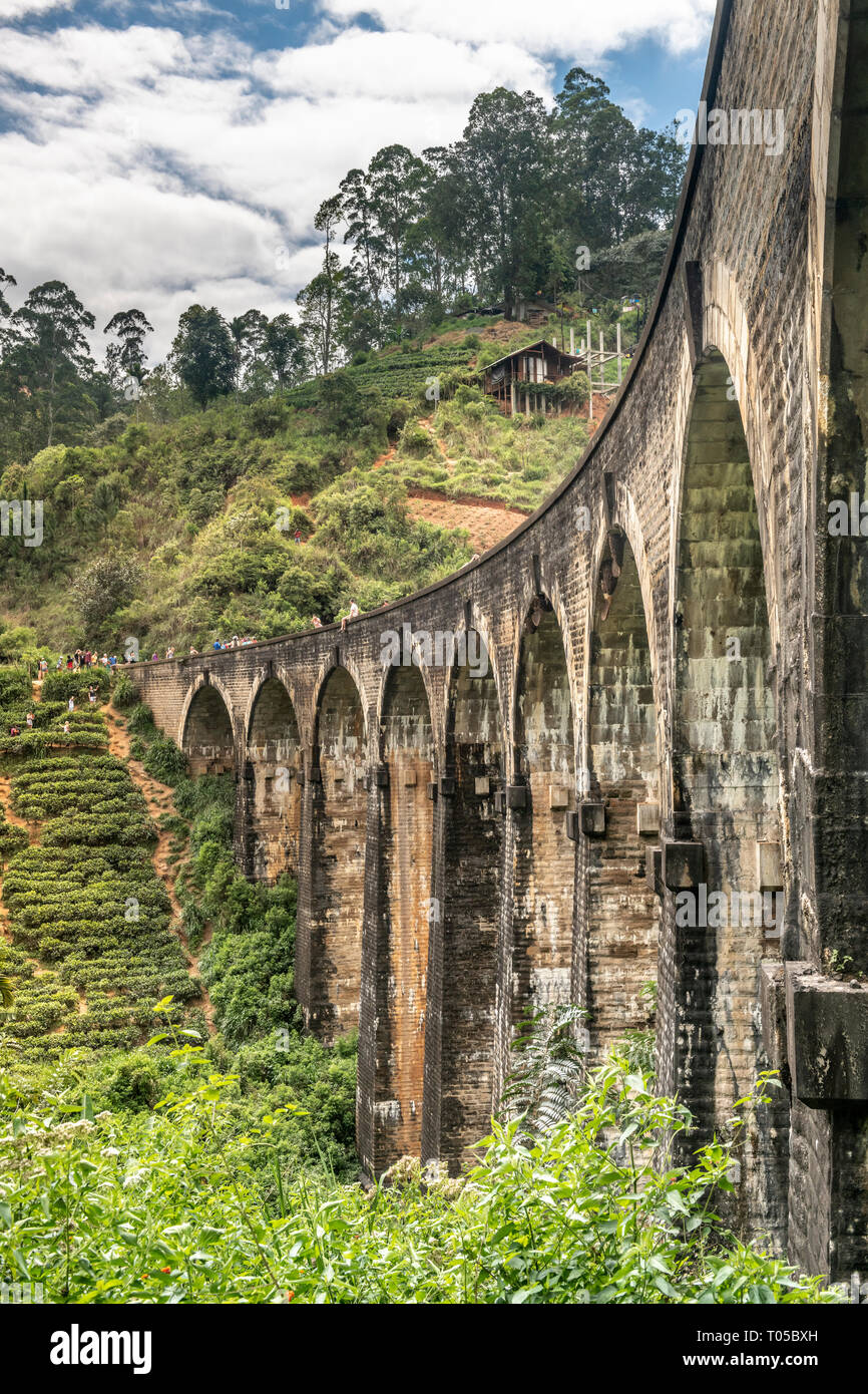 The Nine Arch Bridge, also called the Bridge in the Sky, is a bridge in Sri Lanka. It is one of the best examples of colonial-era railway construction Stock Photo