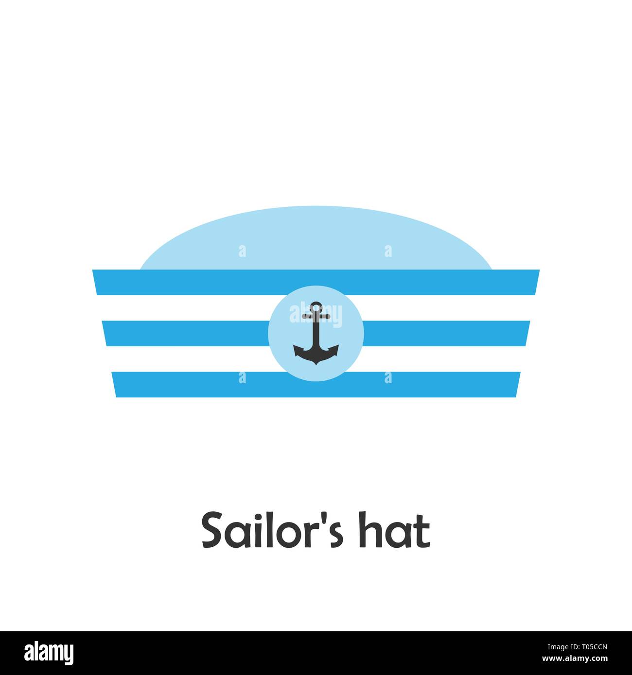 Sailor's hat in cartoon style, marine card for kid, preschool activity ...