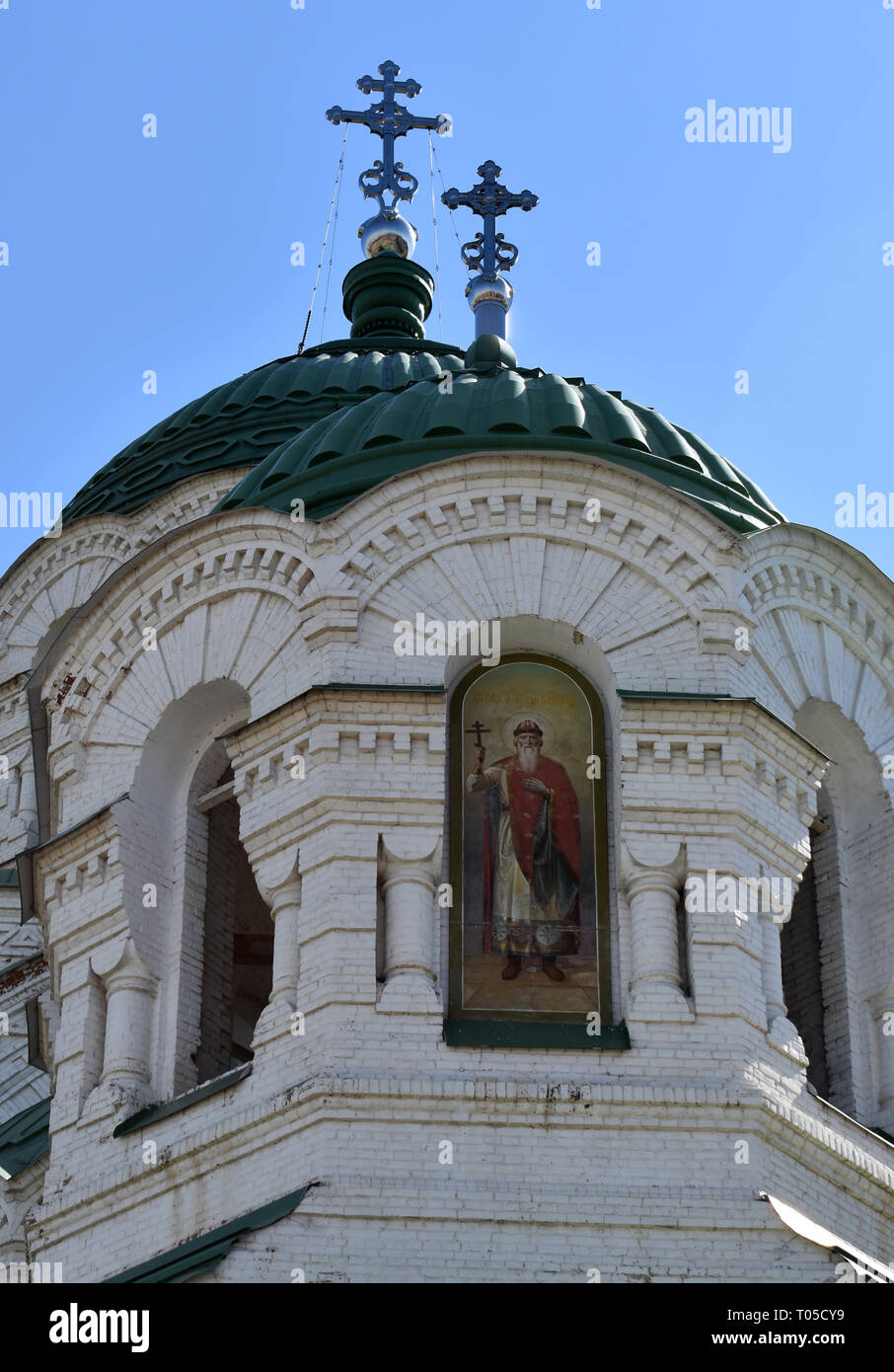 Old Russian St. Vladimir's Church in Byzantine style in Astrakhan, Russia Stock Photo