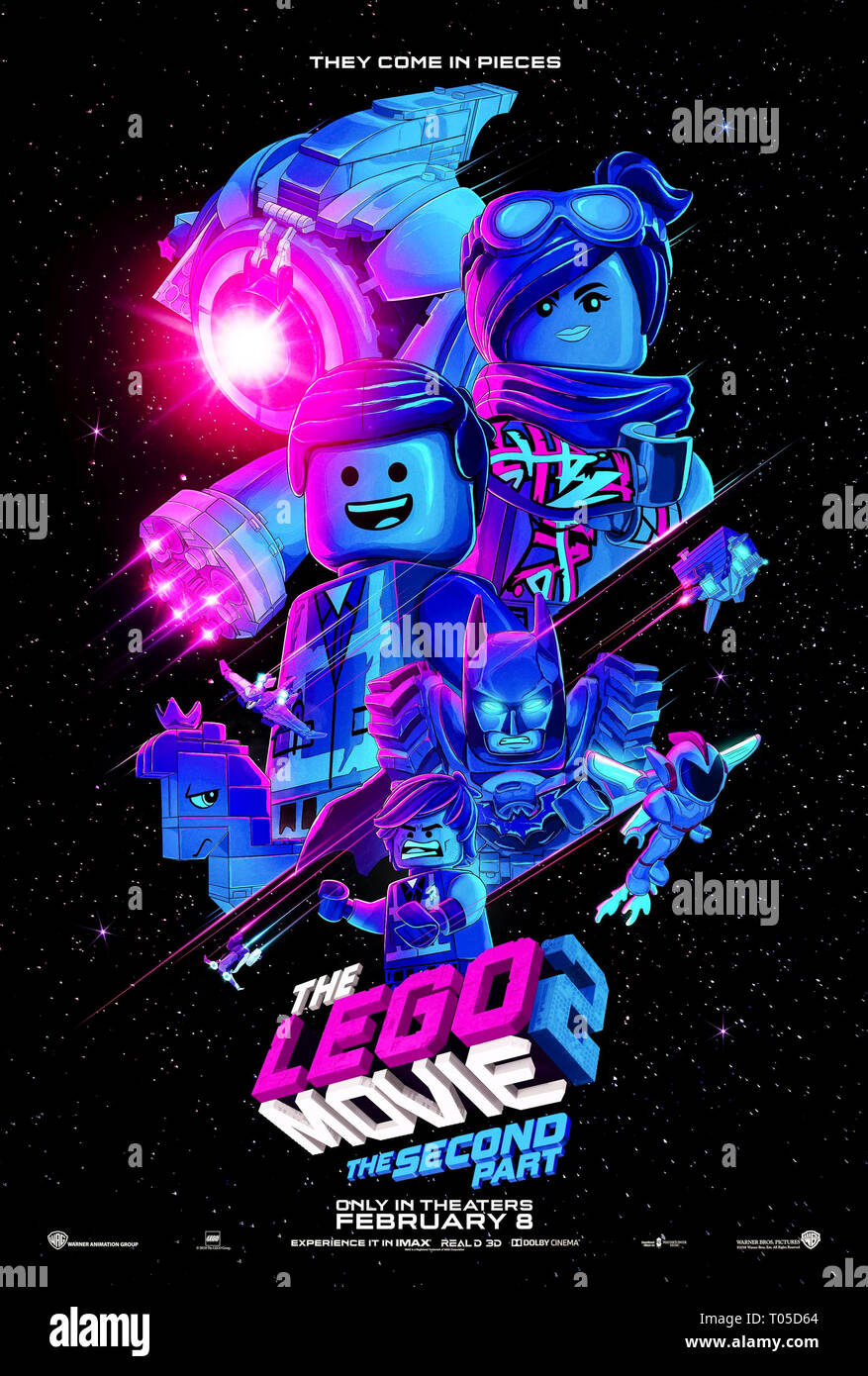 The Lego Movie 2: The Second Part (2019) directed by Mike Mitchell and starring Chris Pratt, Elizabeth Banks and Will Arnett. Stock Photo