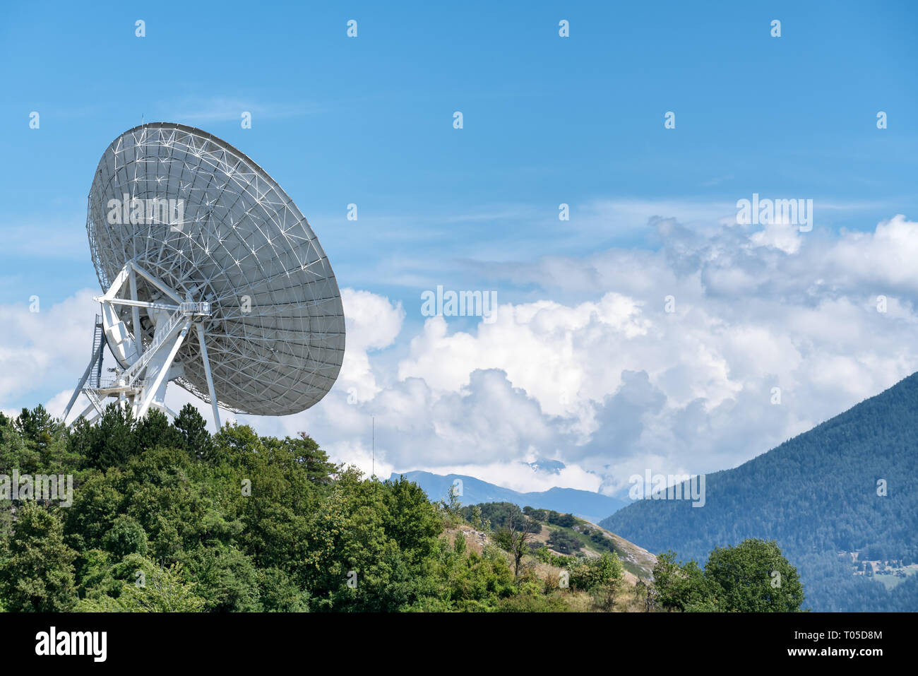 A very large antenna near Leukerbad, Switzerland Stock Photo