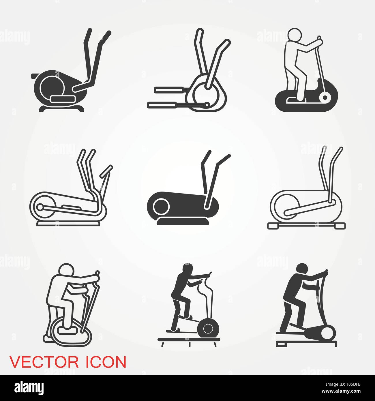 Elliptical machine gym icon vector sign symbol Stock Vector Image