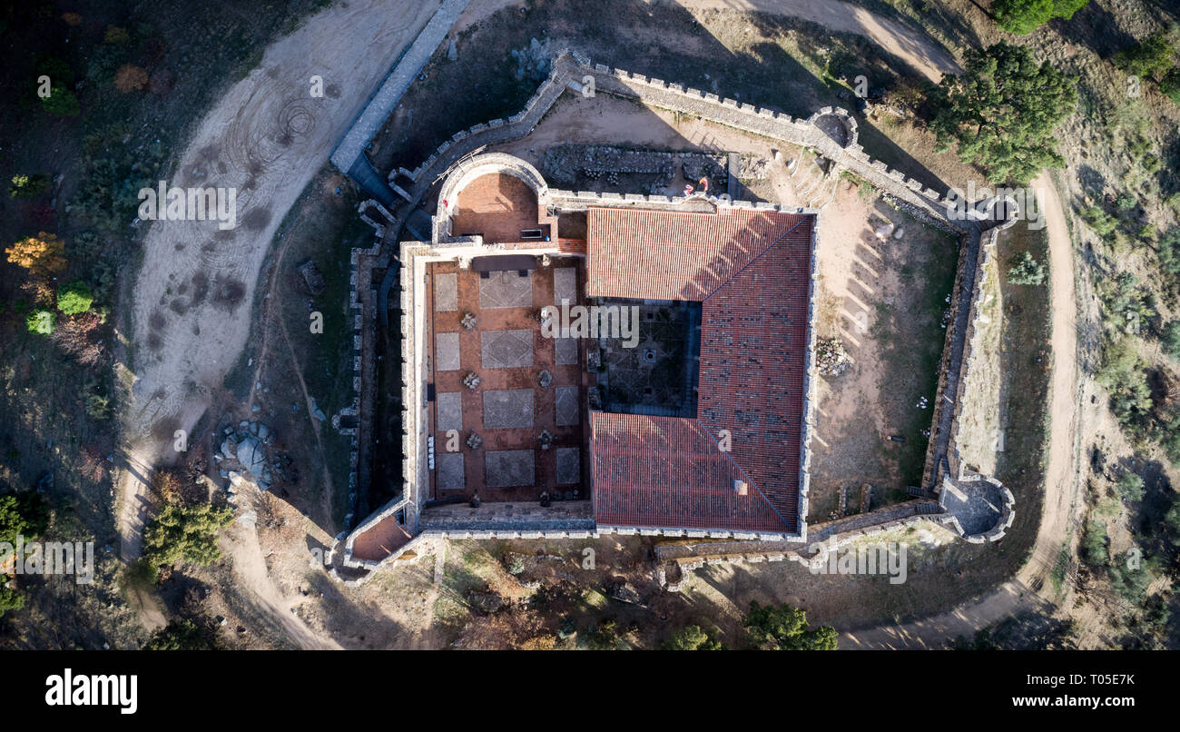 Aerial photography Castle of La Adrada from the 16th century Stock Photo