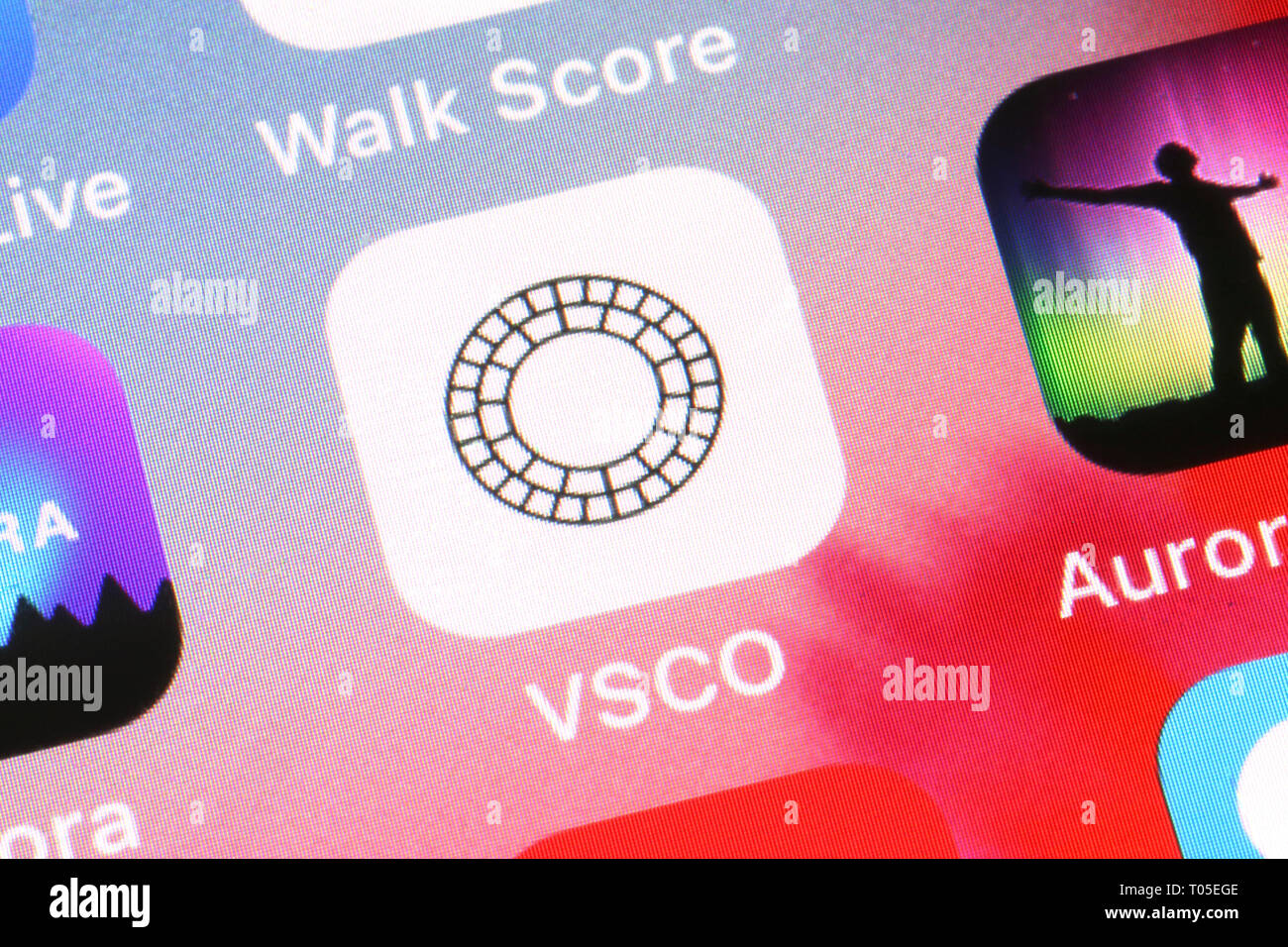 Winnipeg, Manitoba / Canada - March 16, 2019: Close up of VSCO mobile app logo. Stock Photo