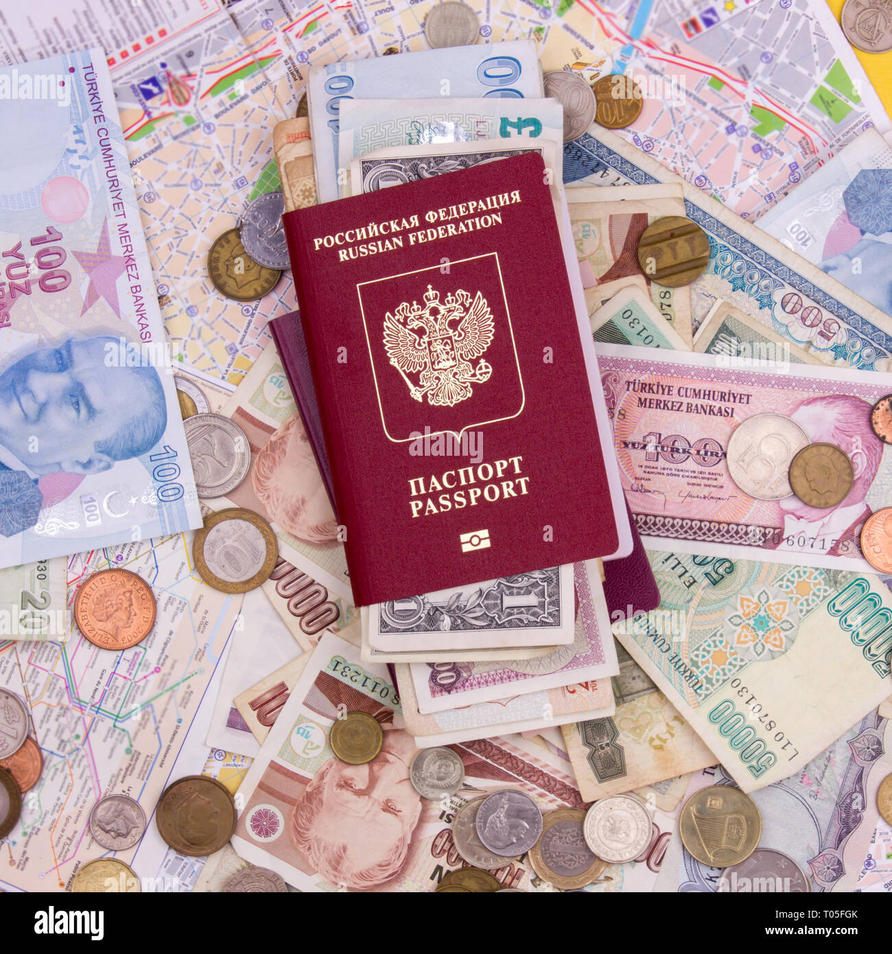 compass, chessboard, hat, passport, banknote money, camera, map