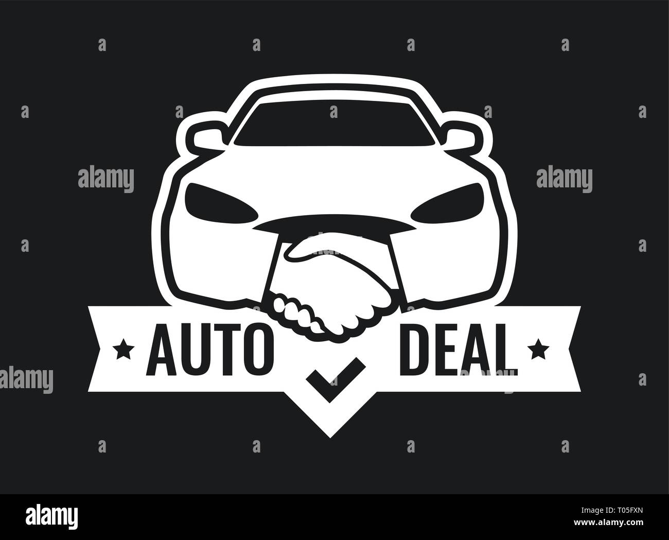 Auto Deal - Logo for car Dealership isolated on black color Stock Vector