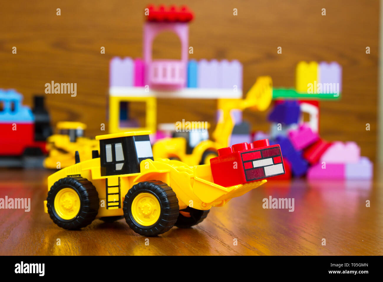 Children's construction machinery at the construction site Stock Photo ...