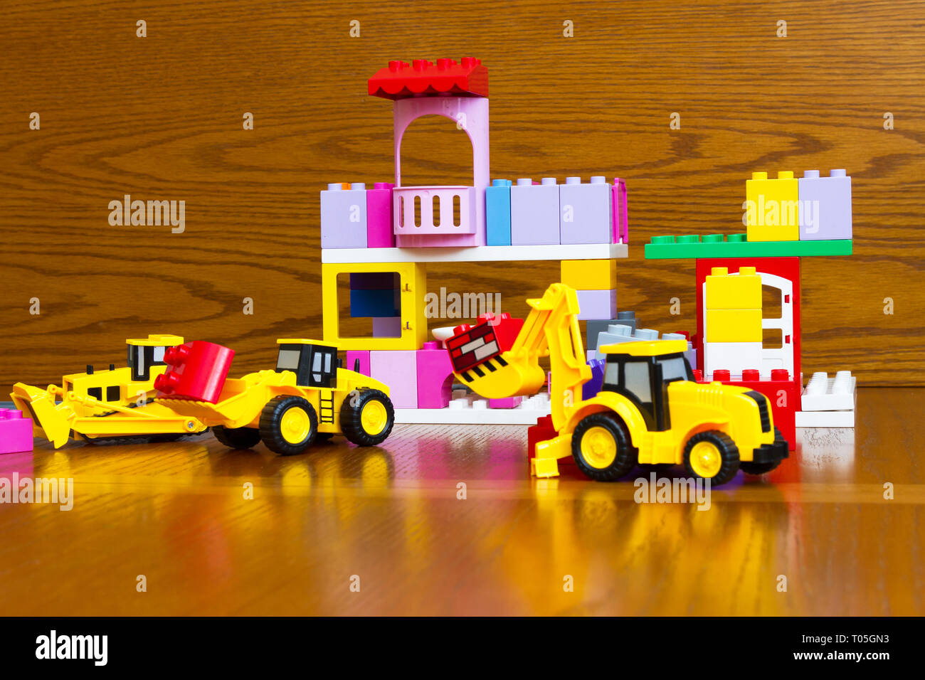 Children's construction machinery at the construction site Stock Photo ...