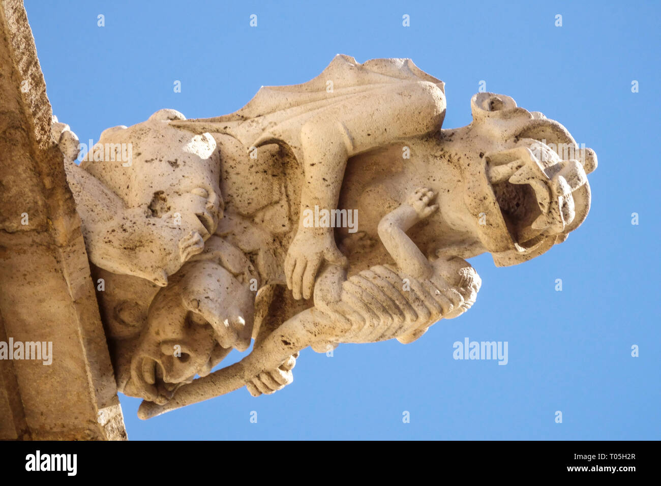 Valencia, Gothic Gargoyles of La Lonja de la Seda, Detail, Silk Exchange, Spain gargoyle gothic medieval Stock Photo