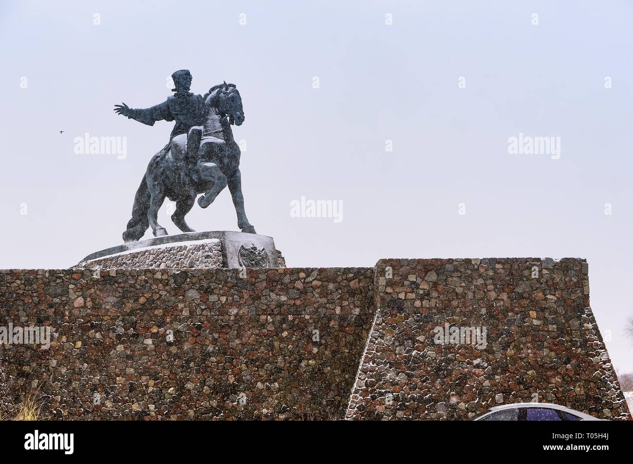 The monument to the Empress Elizabeth, a monument of Elizabeth on horseback, the author of this monument - Georgy Frangulyan, the city of Baltiysk, Ka Stock Photo