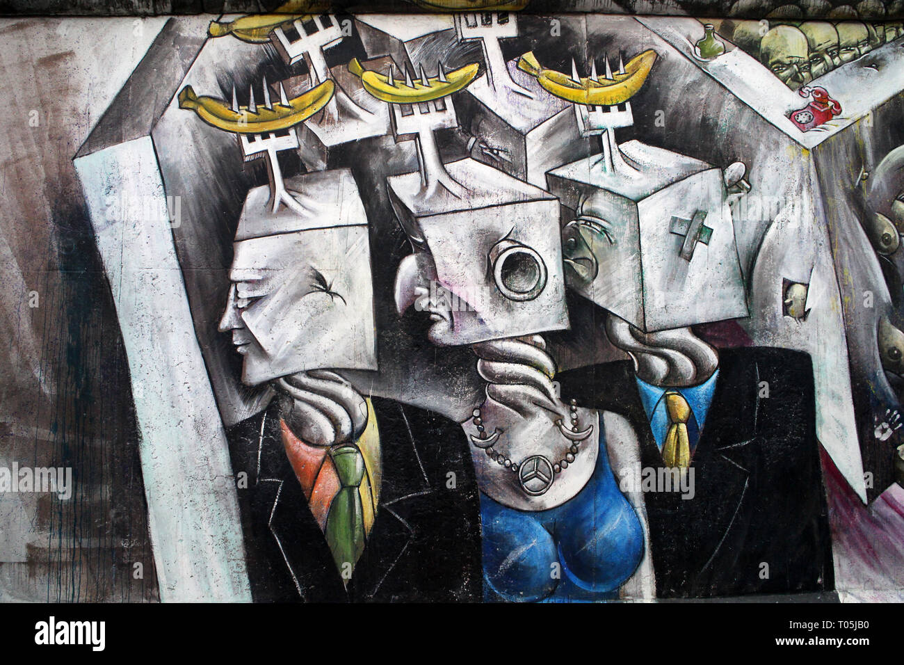 Berlin wall graffiti art on the east side gallery stock photo alamy