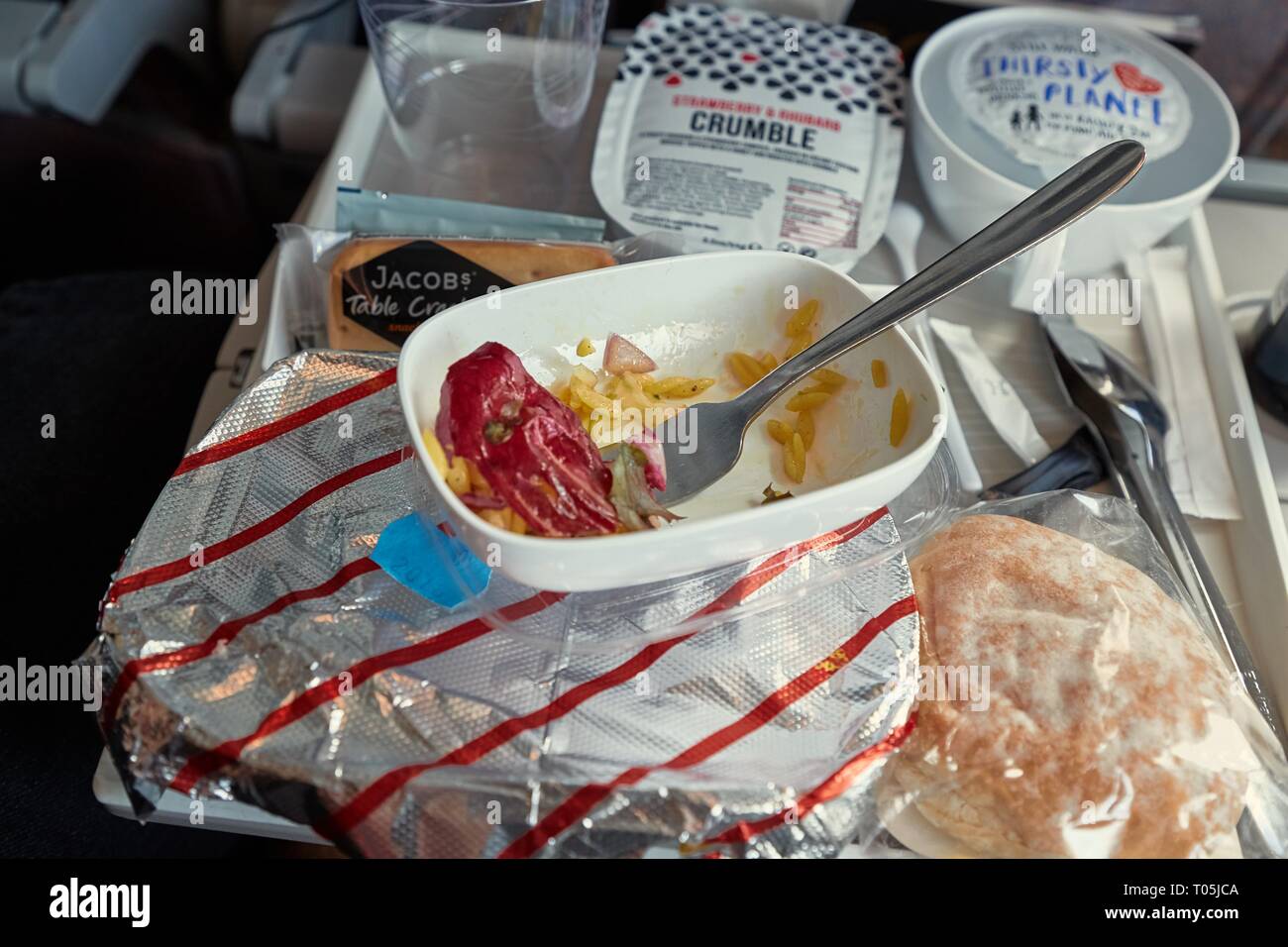 Airline food consumed Stock Photo