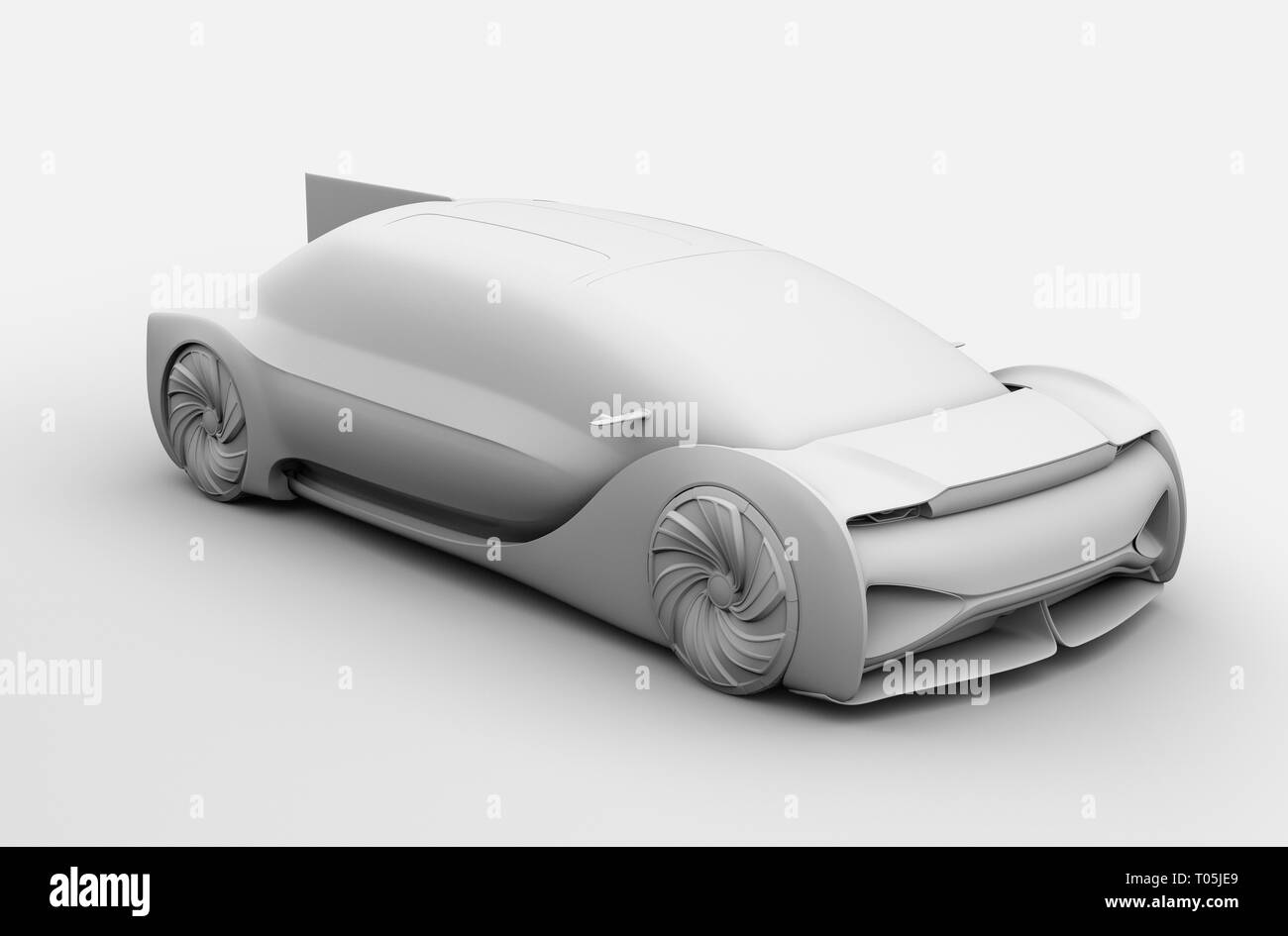Clay rendering of self driving electric car exterior. 3D rendering image. Stock Photo