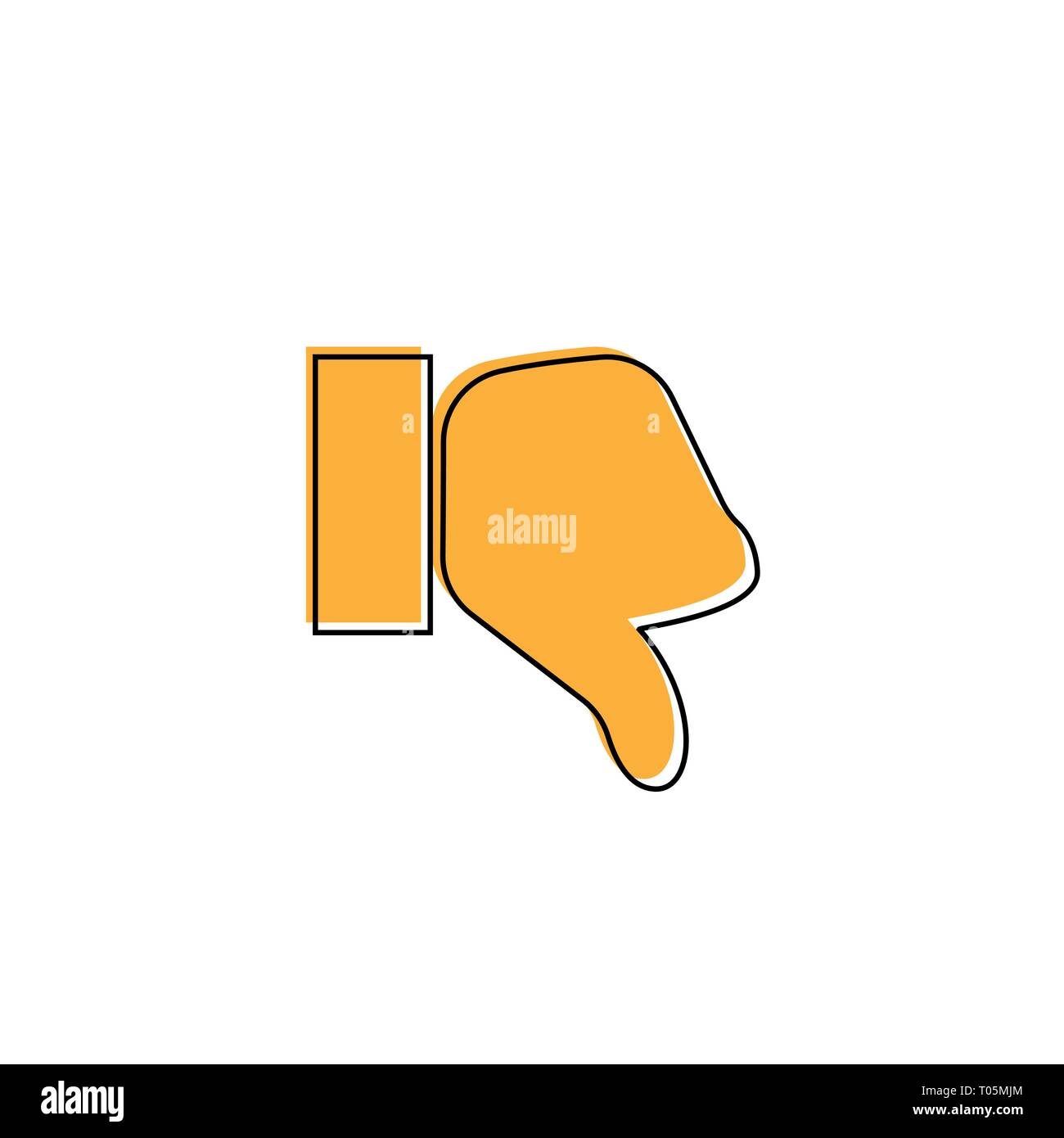 Thumb down vector icon. Style is flat symbol, orange color, rounded angles, white background Stock Vector