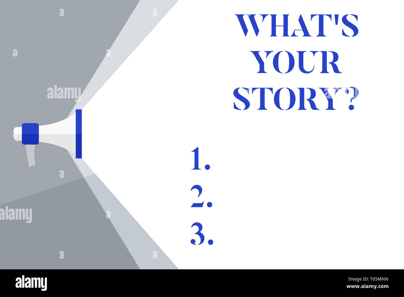 Writing note showing What S Your Storyquestion. Business concept for Telling demonstratingal past experiences Storytelling Megaphone Extending Capacit Stock Photo