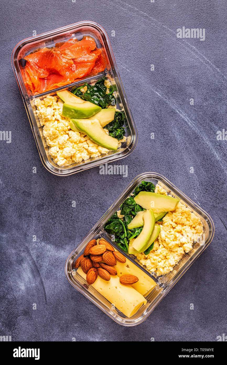 Healthy balanced lunch box, ketogenic diet lunch, home food for office ...