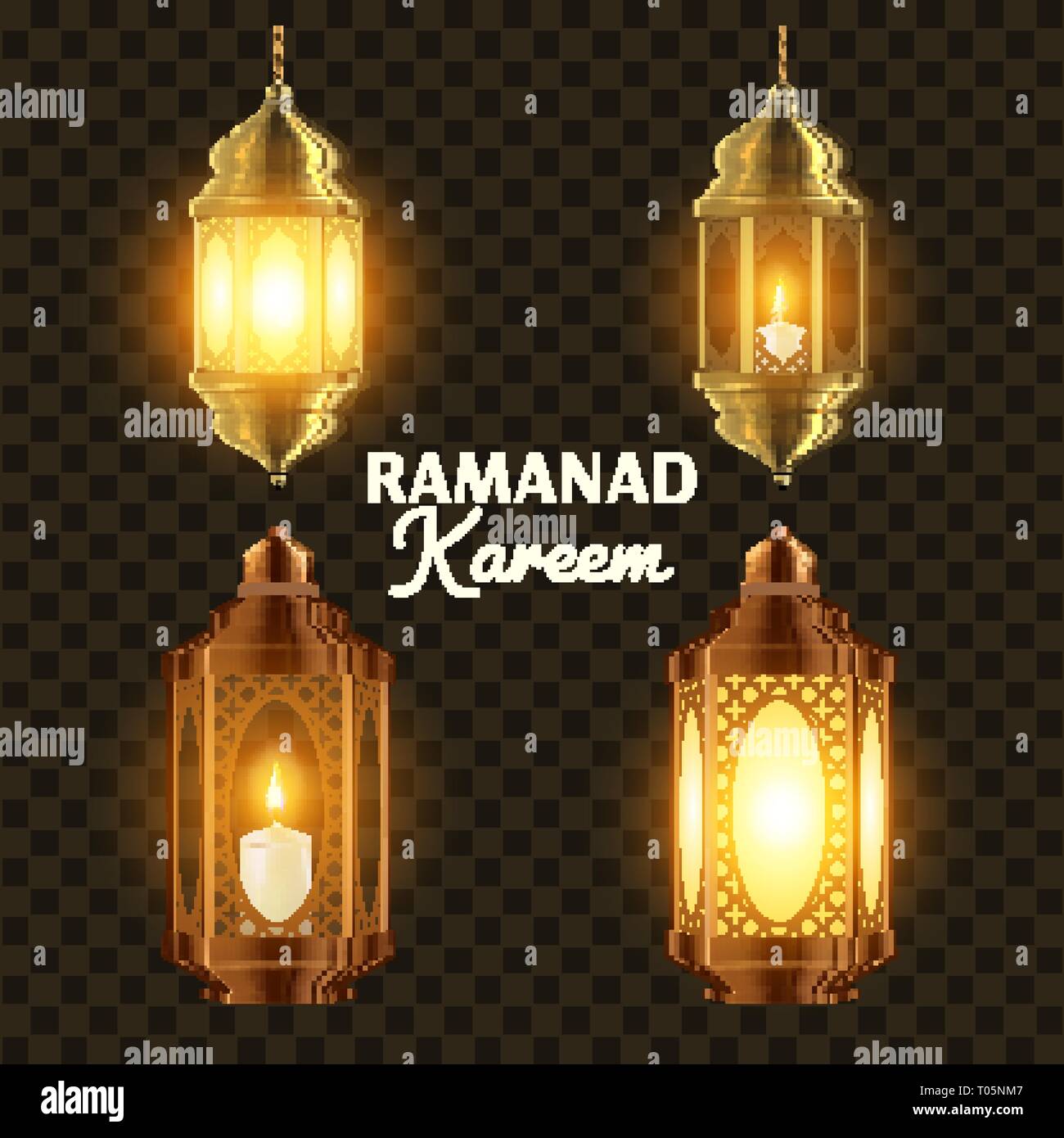 Ramadan Lamp Set Vector. Islam. Kareem Lamp. Lantern Design. Mubarak Night.  Ramazan Greeting Design. Muslim Fanous, Fanoos. Islamic Season Invitation  Stock Vector Image & Art - Alamy