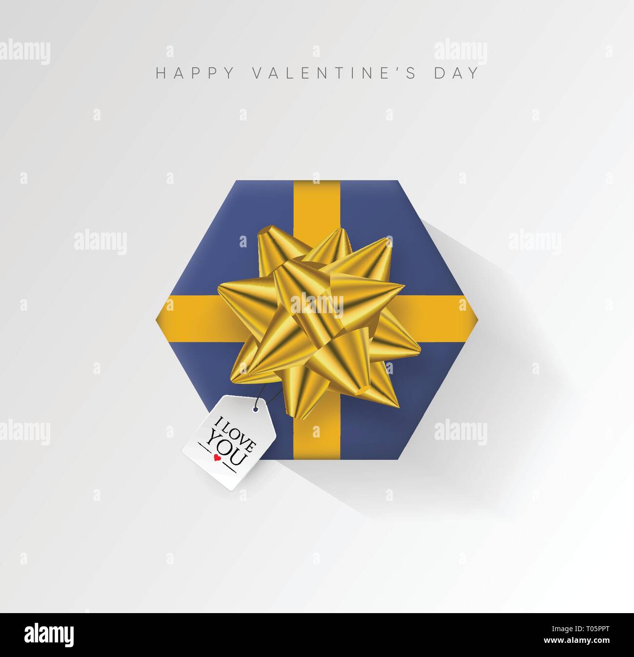 Valentines day vector background. Colorful wrapped gift box with ribbon ...