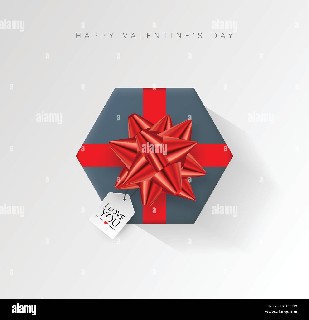 Valentines day vector background. Colorful wrapped gift box with ribbon ...