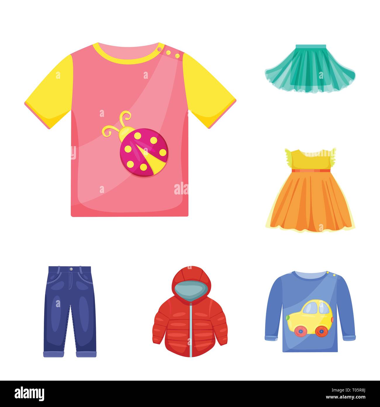 Baby Clothes Collection For Boys In Toddlers Age Stock Illustration -  Download Image Now - Bib Overalls, Button Down Shirt, Pants - iStock
