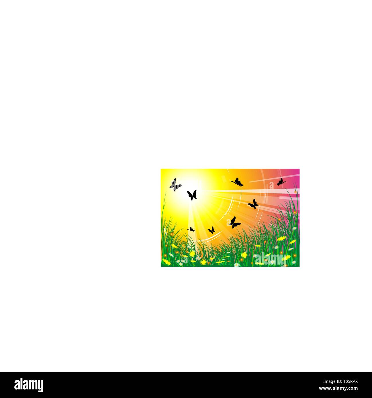 Spring meadow with flowers and butterflies Stock Vector Image & Art - Alamy