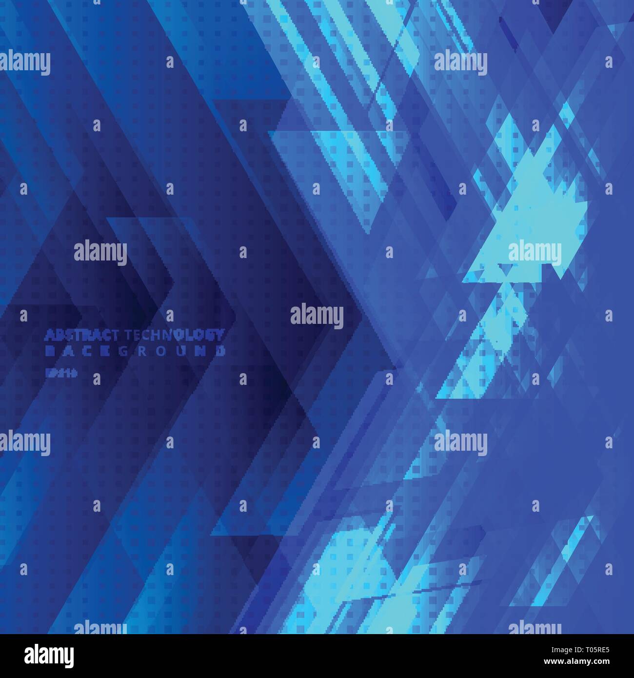 Abstract blue tech diagonal geometric background with big arrows sign ...