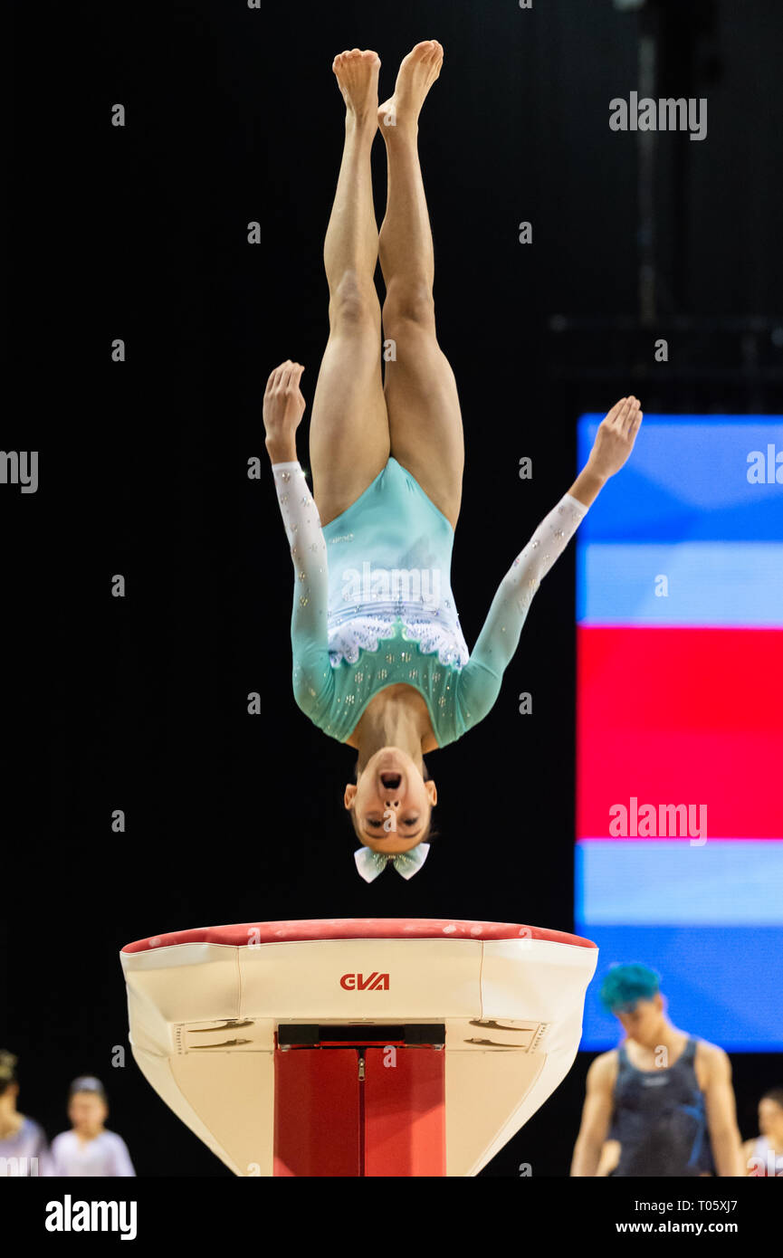 liverpool uk 17th march 2019 jessica gadirova of aylesbury gymnastics club competing at the men s and women s artistic british championships 2019 m s bank arena liverpool uk credit iain scott photography alamy live news