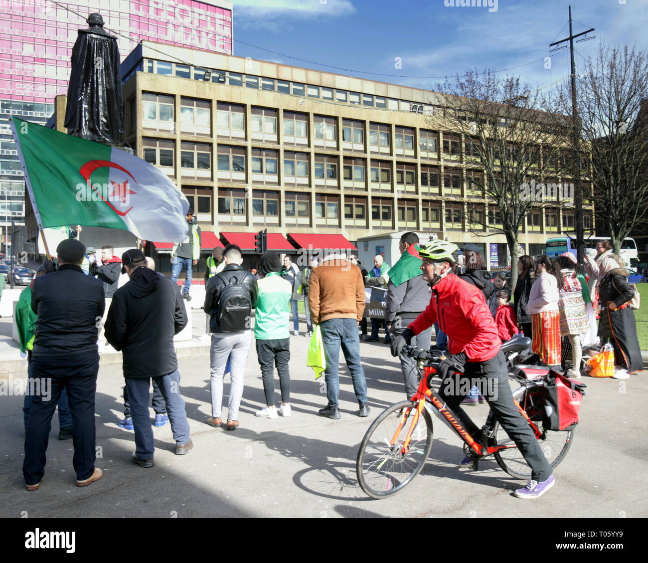 Glasgow, Scotland, UK, 17th March, 2019. Algerian Protests: A Popular Movement Against an Ailing President were Demonstrating  in George Square the civil hub in Glasgow today. Gerard Ferry/Alamy Live News Stock Photo