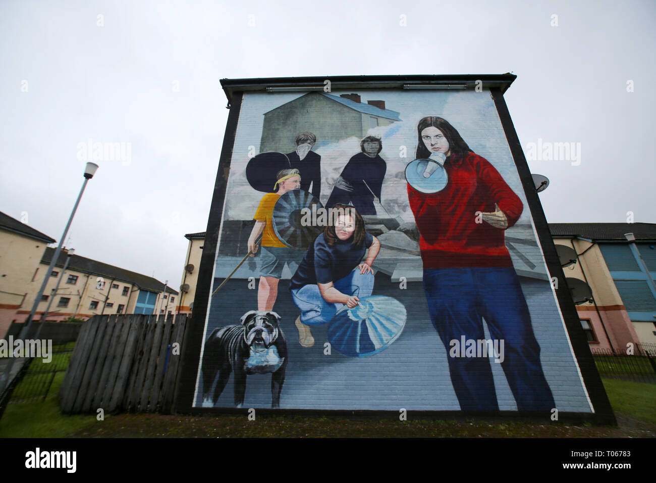 Londonderry Northern Ireland 16th Mar 2019 A Mural That Depicts Some Scenes From The Battle Of The Bogside Which Took Place In August 1969 The Mural Depicts Bernadette Mcaliskey Devlin At The
