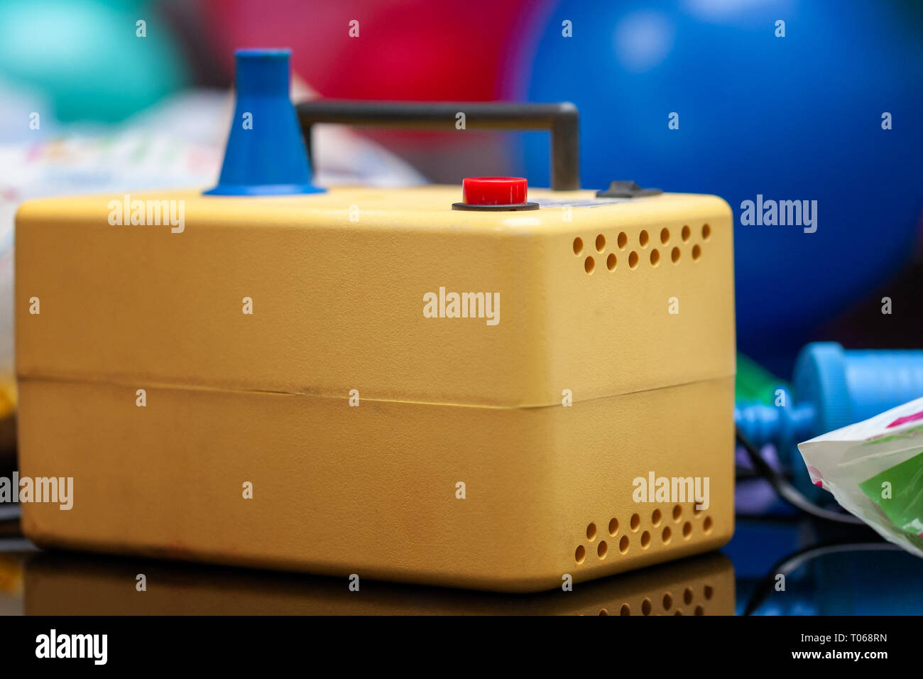 electric air pump to blow balloons. preparation and decoration to