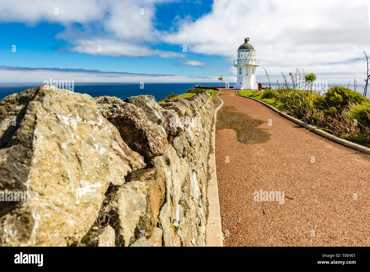 Lighthouse at Cape Reinga, New Zealand Stock Photo