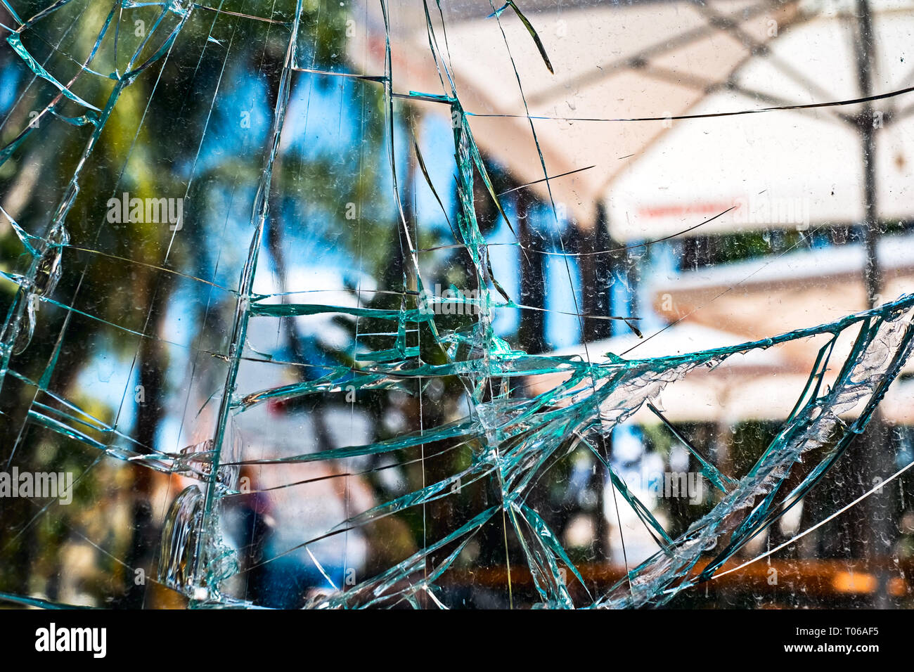Cracked dirty glass texture Stock Photo