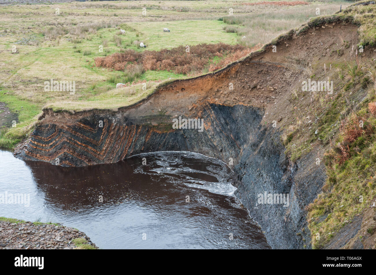 Valley Bulging Folded rock strata due to valley bulging, Peak District National Park ...
