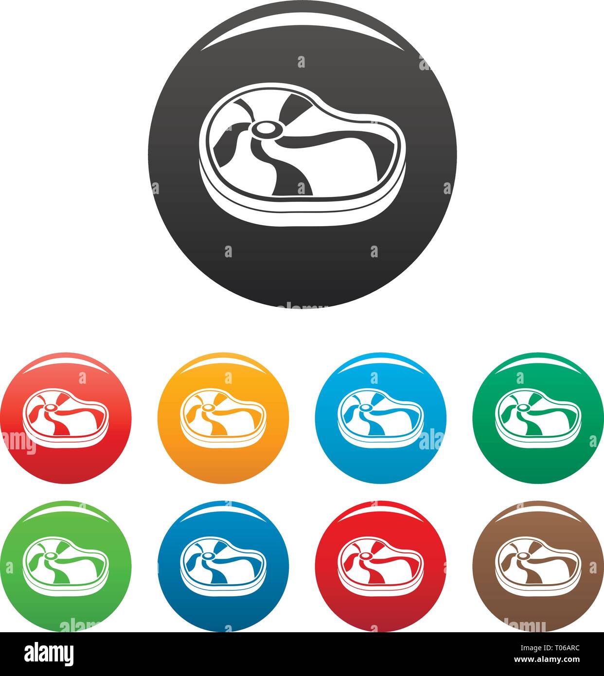 Meat steak icons set 9 color vector isolated on white for any design ...