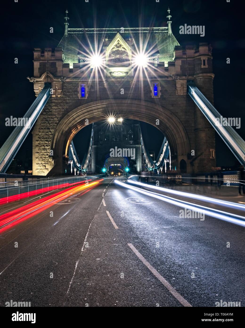 London, United Kingdom: London Bridge at night long exposure. Stock Photo