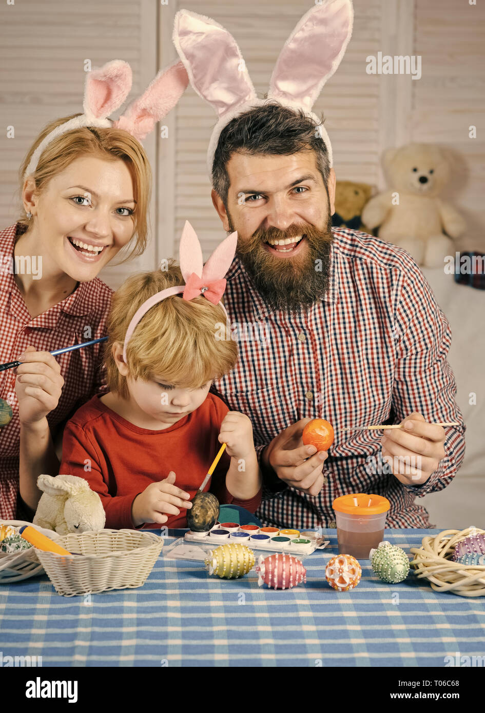 Family celebrating Easter Stock Photo Alamy