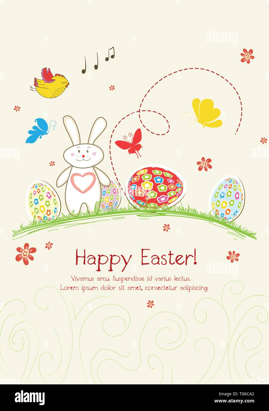 Happy holiday Easter day card vintage egg with flowers vector ...