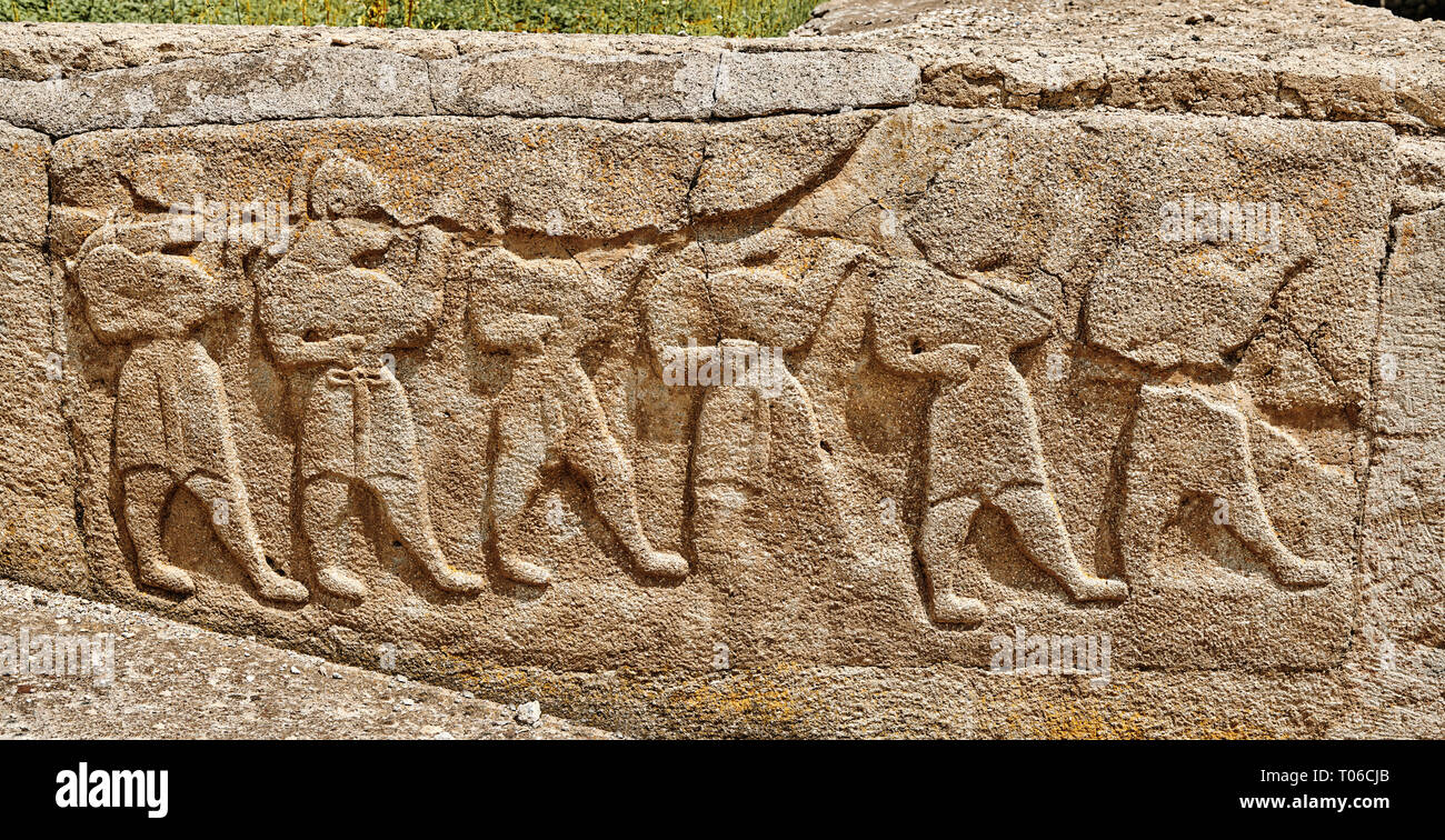 Picture fo Hittite relief sculpted orthostat panels of the Sphinx Gate ...