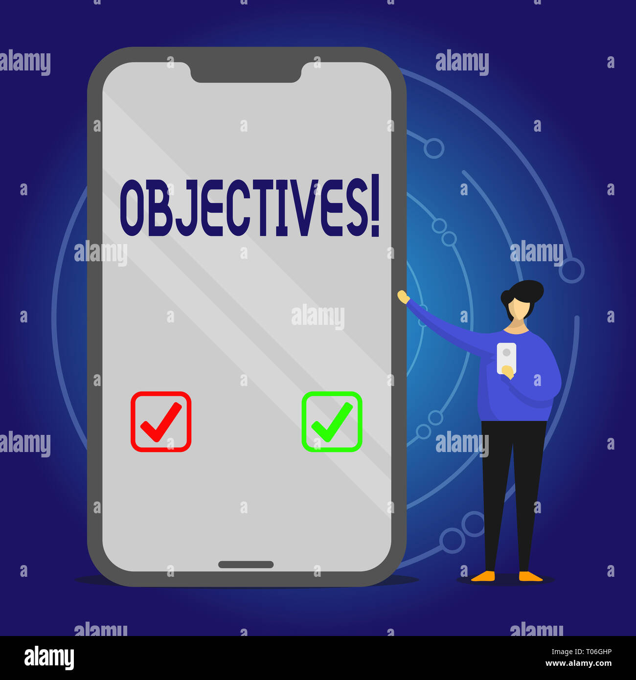 Writing note showing Objectives. Business concept for Goals planned to ...
