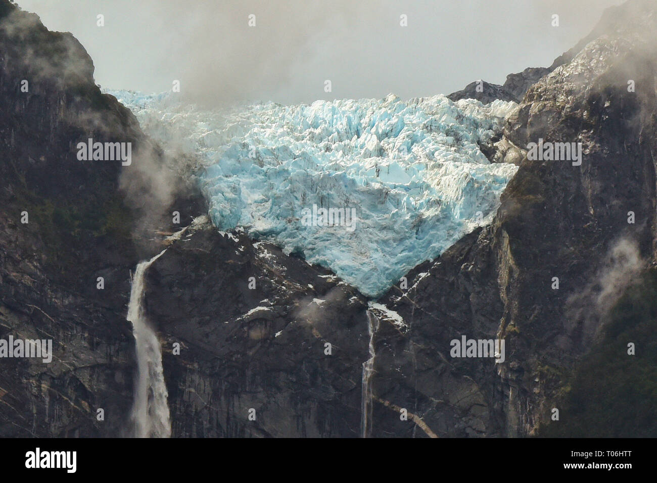 Ventisquero Colgante hanging glacier in Queulat National Park, Patagonia, Aysen, Chile Stock Photo