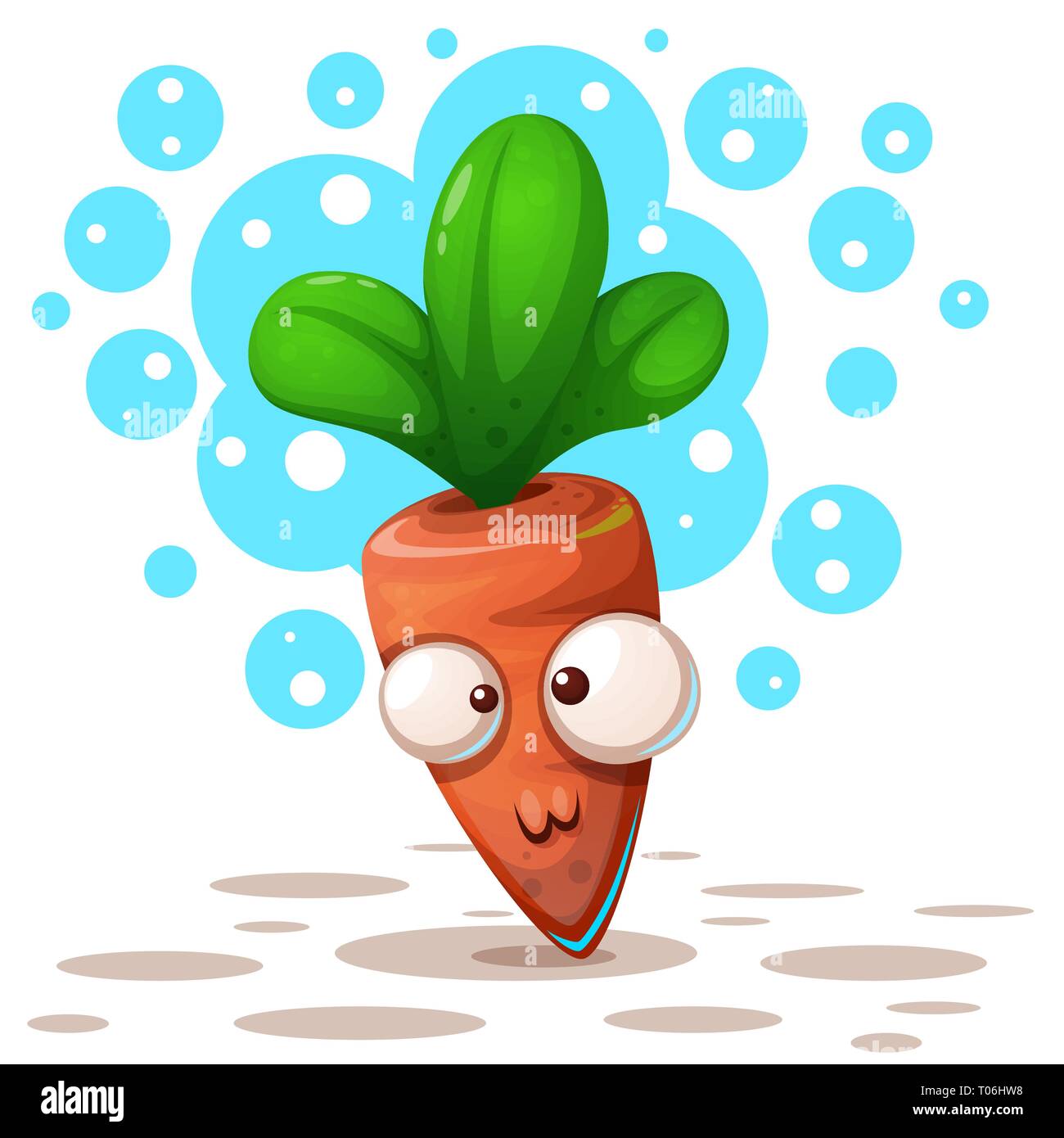 Cute, ctazy carrot - cartoon illustration Stock Vector