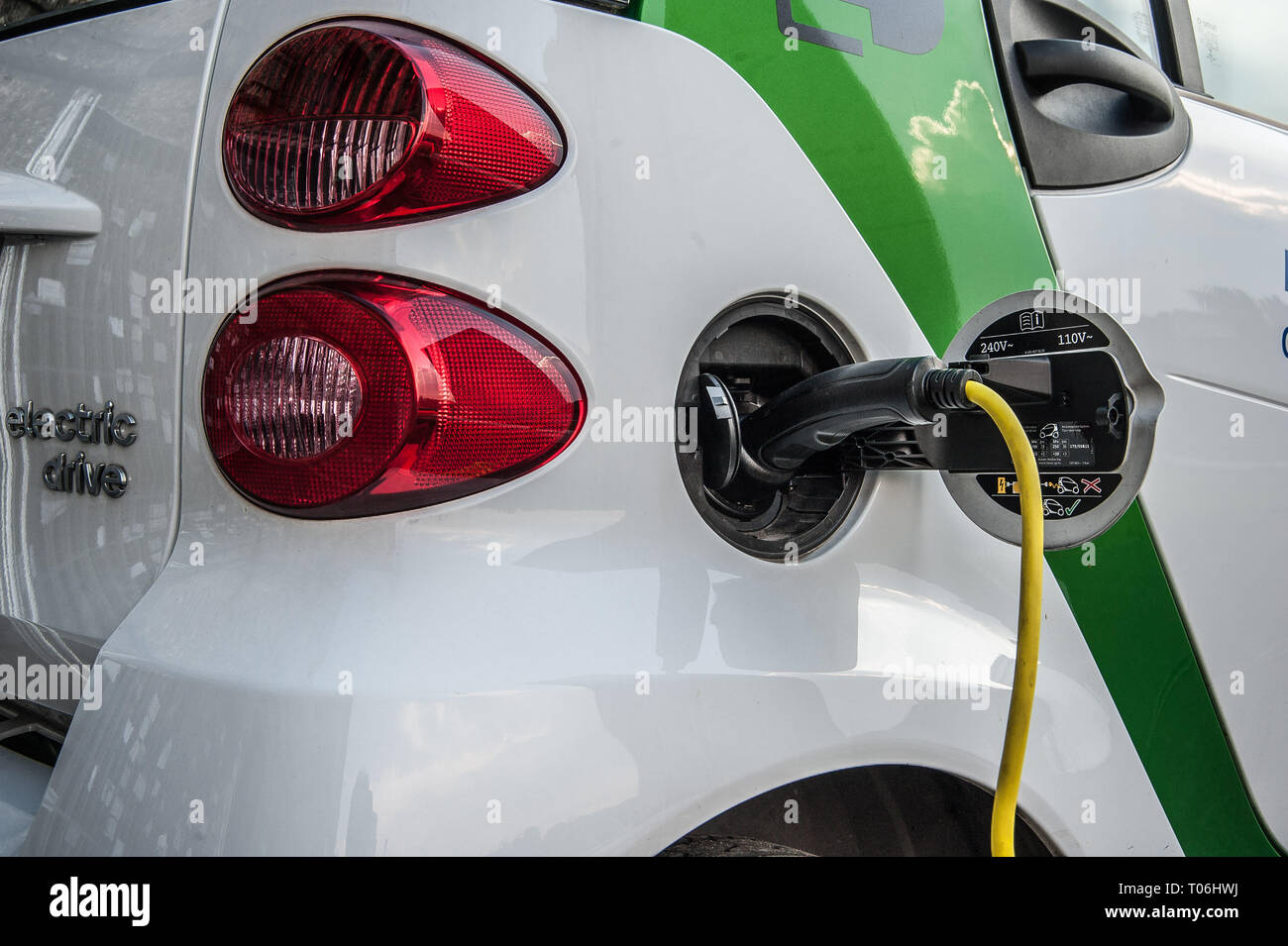 Trezzo italy 11 June 2015: electric car while charging the energy battery Stock Photo