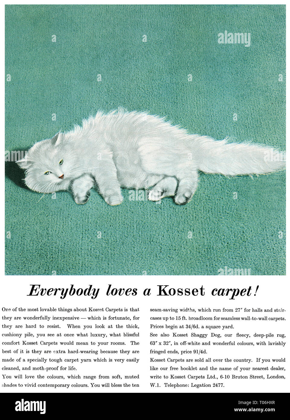 1957 British advertisement for Kosset Carpets Stock Photo Alamy