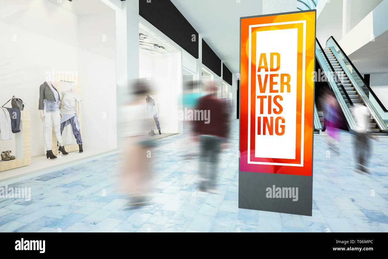 Download Digital Advertisiment In Shopping Mall Mockup 3d Rendering Stock Photo Alamy