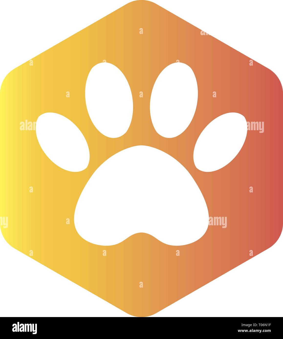 animal footprint hexagonal. yellow orange gradient vector shape icon with the animals. Cat paw icons isolated Stock Vector & Art -