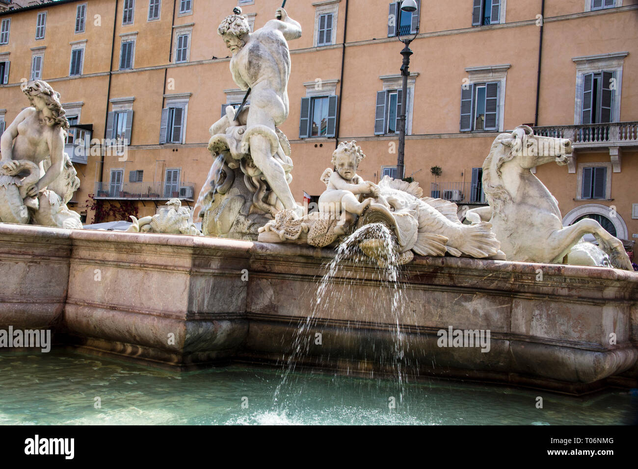 Fountain of Neptune, one of three fountains in Piazza Navona, Rome