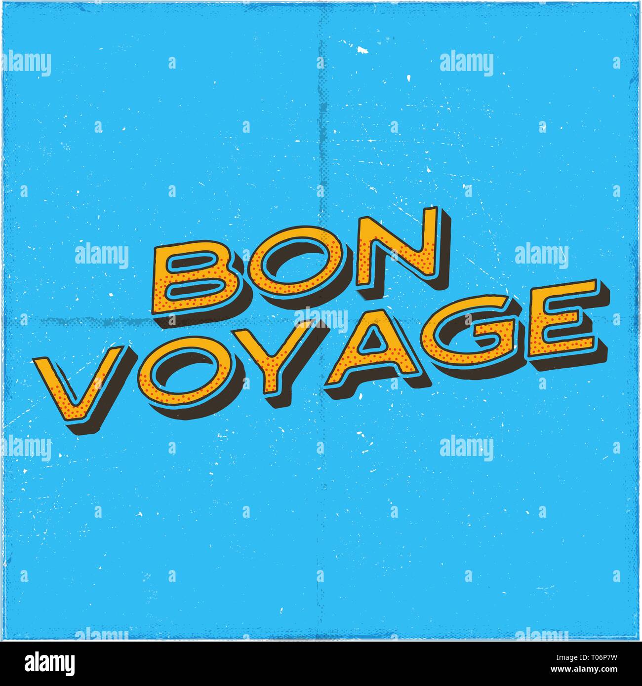 Vintage airplane poster. Bon voyage quote. Graphic typography label, emblem. Plane badge design. Aviation stamp. Fly old icon, card. Stock vector Stock Vector