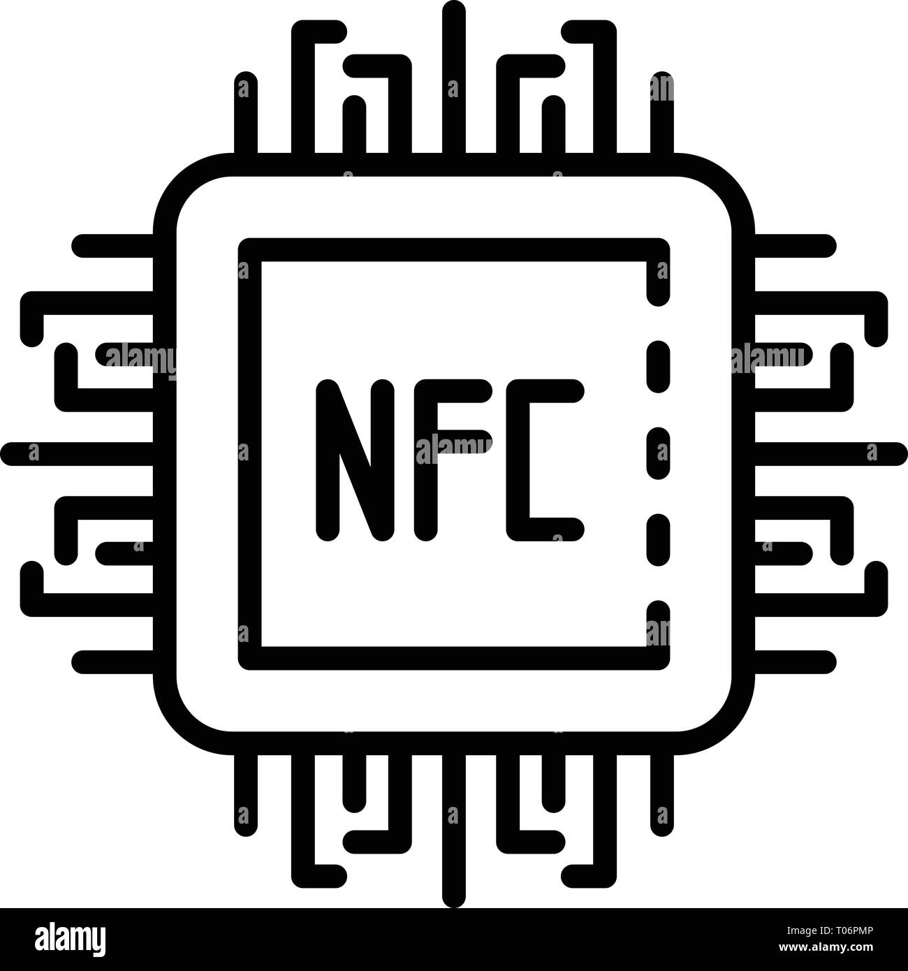 Nfc processor icon, outline style Stock Vector