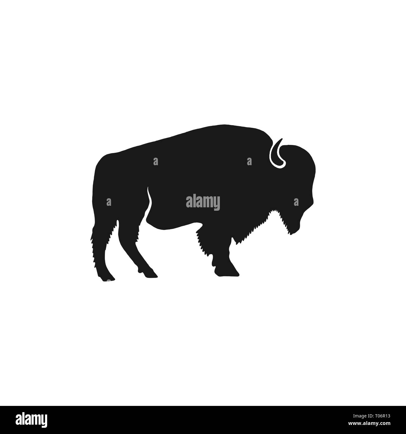 Buffalo icon silhouette. Retro effect. Bison black symbol pictogram isolated. Use for steak house logo, national park grill Stock Vector & Art - Alamy